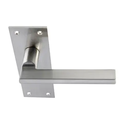 PAIR Straight Bar Handle on Slim Latch Backplate x 50mm Satin Nickel