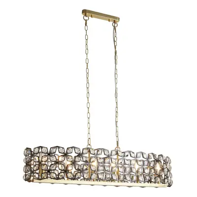 Searchlight Iris Light Pendant Black, Crystal, Brass