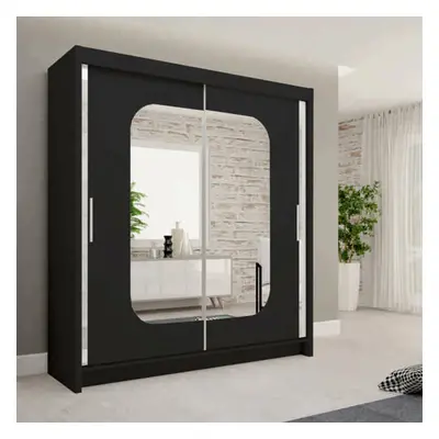 (Black , cm) MN FURNITURE Marika Sliding Mirror Door wardrobe