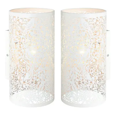 2 PACK Dimming LED Wall Light Pretty Ivory Birds Steel Shade Modern Lamp Fitting