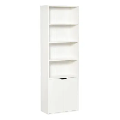 HOMCOM Door Shelves Bookcase Wooden Storage Cabinet White