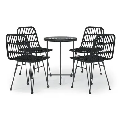 (black) vidaXL Garden Dining Set Piece Poly Rattan Dining Table Chair Black/Brown