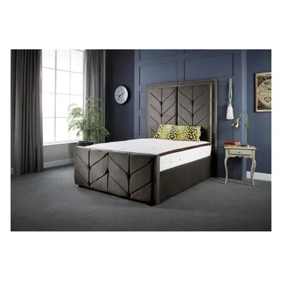 (6FT SUPER KING) Milly Chevron Luxury Charcoal Velvet Bed Frame