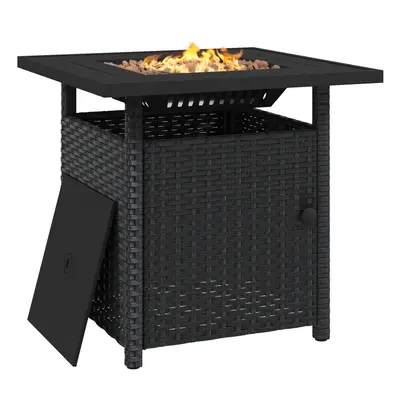 Outsunny 50,000 BTU Rattan Fire Pits for Garden, Propane Fire Pit Table, Black