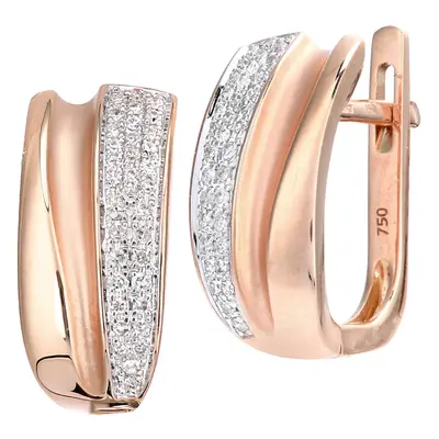 Jewelco London 18ct Rose Gold Round 15pts Diamond Shimmery Ribbon Drop Earrings - DE1AXL626R18