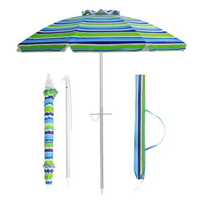 2M Beach Umbrella Portable Sunshade Umbrella UPF 50+ W/Button Tilt