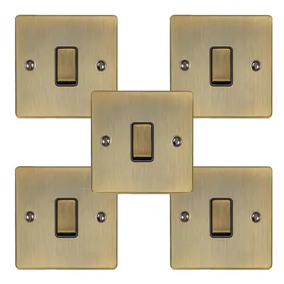 5 PACK Gang Single Metal Light Switch ANTIQUE BRASS Way 10A Black Trim