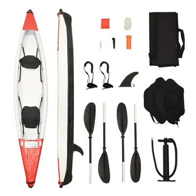 (red, x x cm) vidaXL Inflatable Kayak Red Polyester Kayak Set 375x72x31 cm/424x81x31 cm