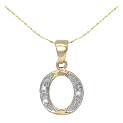 Jewelco London 9ct Yellow Gold Pave Set Round H I2 0.02ct Diamond Identity Dainty Initial ID Cha