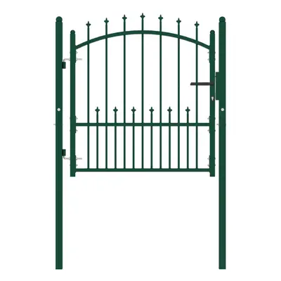 vidaXL Fence Gate with Spikes Steel 100x100 cm Green