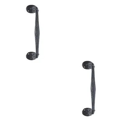 2x Offset Traditional Forged Pull Handle 263.5 x 67mm Black Antique Door Handle