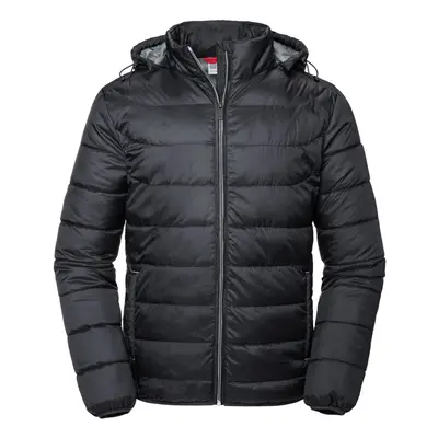 (M, Black) Russell Mens Nano Hooded Padded Jacket