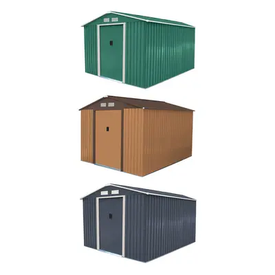 (Green) Charles Bentley Metal Garden Shed Outdoor Storage Zinc Frame - Weatherproof in Brown / G