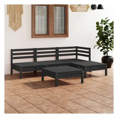 vidaXL Garden Lounge Set Outdoor Sofa Set Couch Piece Solid Pinewood Black