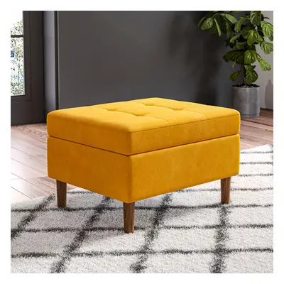 Modern Rectangular Tufted Velvet Storage Ottoman