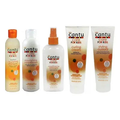 Cantu Care For kids Gentle Care Shampo+Conditioner+Detangler+Curling Cream And Custurd Set Of