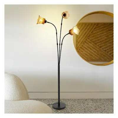 3-Light Paper Rope String-Wrapped Lampshade Floor Lamp