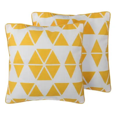 Set of Cushions Geometric Pattern x cm Yellow PANSY