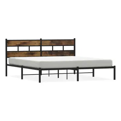 vidaXL Metal Bed Frame without Mattress Home Bed Base Smoked Oak 200x200 cm