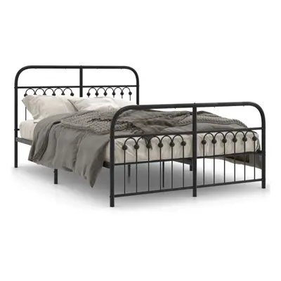 (black, x cm/ with headboard & footboard) vidaXL Metal Bed Frame with Headboard and Footboard Be