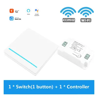 (1 * White switch(1 button) + * Controller) 1/2 Gang WiFi Button Switch Home Wall Light Control+