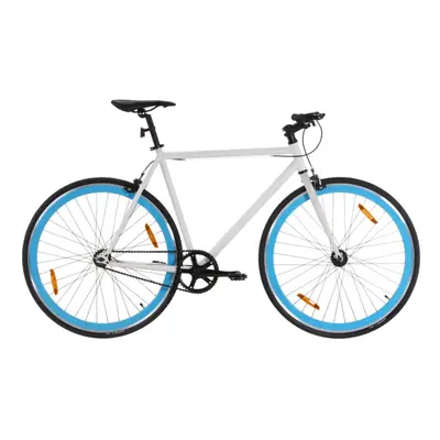 vidaXL Fixed Gear Bike Single Speed Bicycle Fixie Bike White and Blue 700c