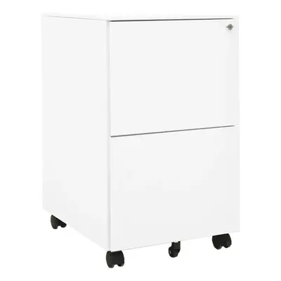 vidaXL Mobile File Cabinet White Steel Office File Storage Filing Cabinet