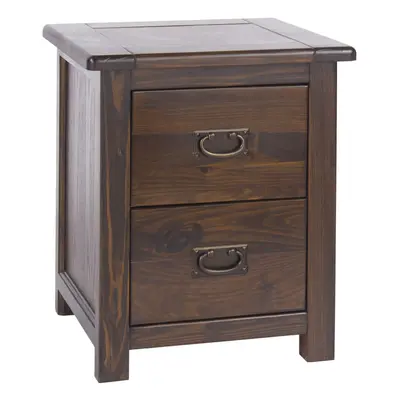 Dark Wood Bedside Cabinet Solid Pine Drawer Side Table Nightstand