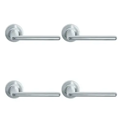 4x PAIR Slimline Straight Bar Handle on Round Rose Concealed Fix Satin Chrome