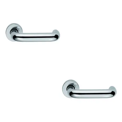 2x PAIR 22mm Round Bar Safety Lever Concealed Fix Round Rose Polished Aluminium