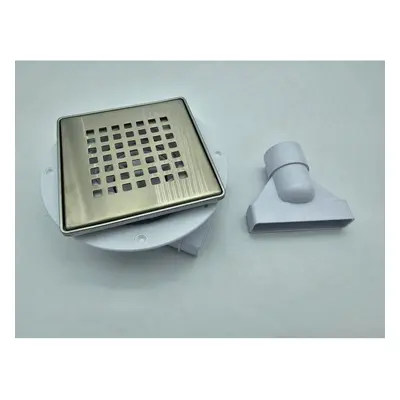 McAlpine Slimline Floor Gully With Non-Return Valve Piece Stainless Steel Chequered 150Mm Tile