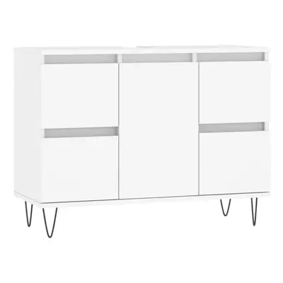 (white) vidaXL Bathroom Cabinet Vanity Unit Highboard Cupboard White Engineered Wood