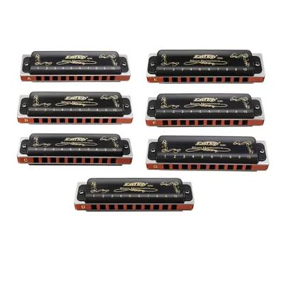 7PCS Hole Blues Harmonica A B C D E F G Key