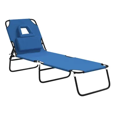 (blue) vidaXL Folding Sun Lounger Sunbed Daybed Oxford Fabric and Powder-coated Steel