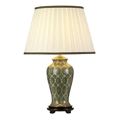 Table Lamp Shade Ivory with Black & Gold Trim Green Gold & Brown LED E27 60w