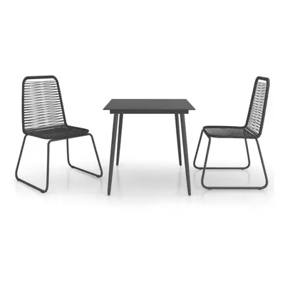 vidaXL Garden Dining Set Piece PVC Rattan Black Patio Outdoor Furniture Set