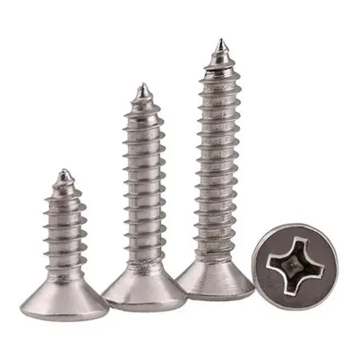 (70mm) 100Pcs M5 Stainless Steel Cross Flat Head Self Tapping Screw Wood Screws Speaker Screws O