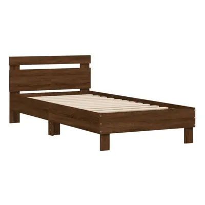 (brown oak, x cm) vidaXL Bed Frame with Headboard Bed Base Mattress Foundation Engineered Wood