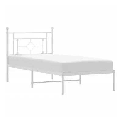 (white, x cm/with headboard) vidaXL Metal Bed Frame Home Bedroom Bed Base Mattress Foundation Be