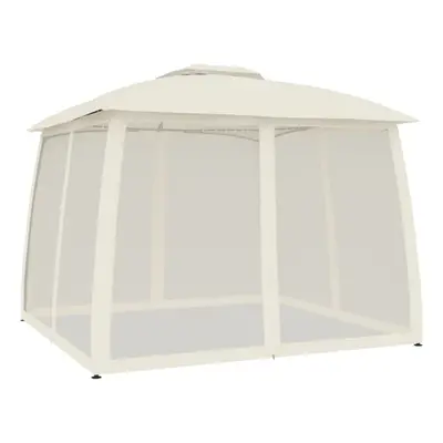 (cream, 2.93 x 2.93 m) vidaXL Gazebo with Double Roof and Mesh Walls Pavilion Tent Marquee Steel