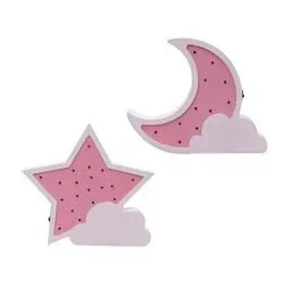 (Pink, Star) Led Night Light for Kids Moon Star Cloud Bedroom Bedside Lamp Room Party Decoration