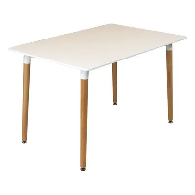 Charles Jacobs 120cm Rectangular Dining Table With White Tabletop and Solid Beech Wood Leg