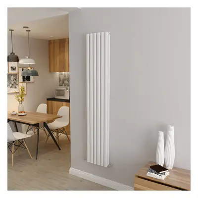 (Double 1800x354mm, White) Designer Oval Column Radiator Central Heating