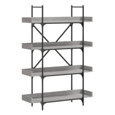 vidaXL Bookcase 4-Tier Bookshelf Storage Cabinet Grey Sonoma Engineered Wood