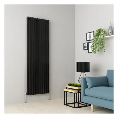 (1800 x 591mm Single, Black) Oval Tube Designer Radiator