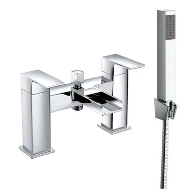 Bathroom Dual Handle Bath Filler Mixer Tap & Hand Held Shower Head Set Chrome