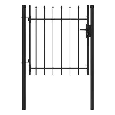 vidaXL Fence Gate Single Door with Spike Top Steel 1x1m Black Patio Barrier