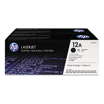 HP 12A Black LaserJet Toner Cartridge (2 Pack) Q2612AD