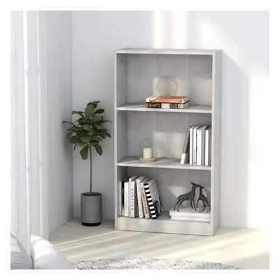 vidaXL 3-Tier Book Cabinet Concrete Grey Engineered Wood Bookcase Room Divider