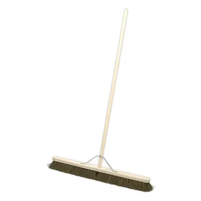 900mm Extra Wide Hard Bristled Broom - Wooden Handle - Metal Support Beam